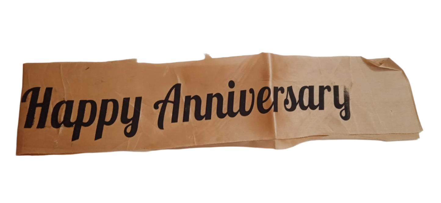 “Happy Anniversary” Sash – Stylish Anniversary Party Decoration