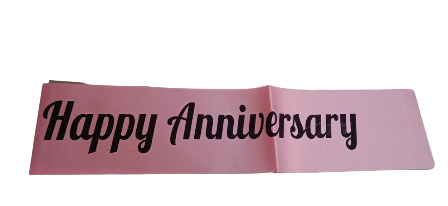 “Happy Anniversary” Sash – Stylish Anniversary Party Decoration