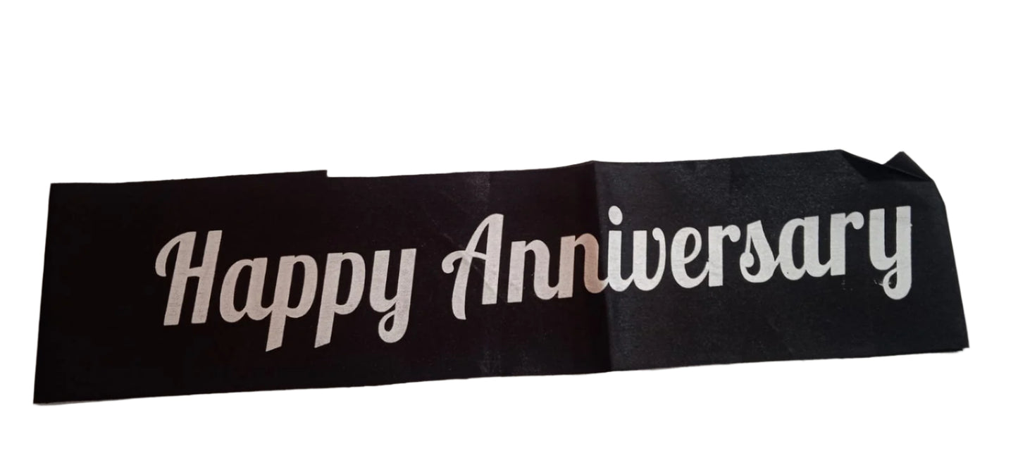 “Happy Anniversary” Sash – Stylish Anniversary Party Decoration